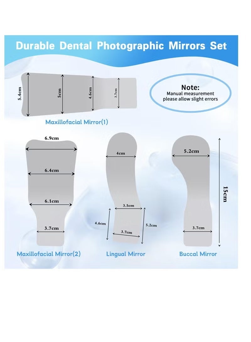 Dental Mouth Mirror Occlusal Reflector Mirror, 5 Pcs Fog-Free Intraoral Photography Mirror, 2 Sided Dental Plated Glass Intraoral Photo Reflector Mirrors Oral Inspection Kit for Clinic Dentist - Image 2